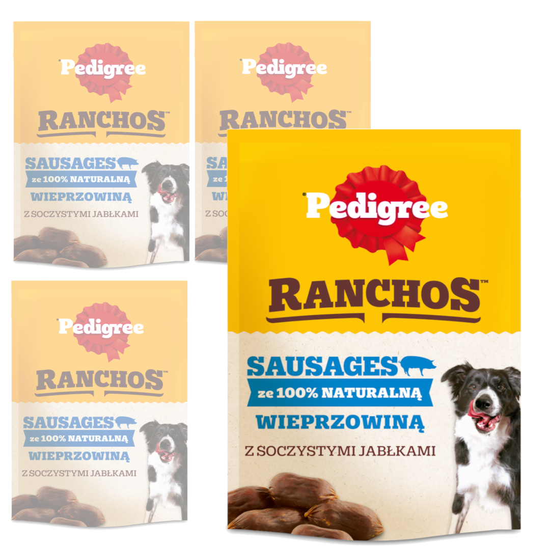 Pedigree Ranchos Sausages Naturalny Przysmak dla Psa Z Wieprzowiną I Soczystymi Jabłkami
